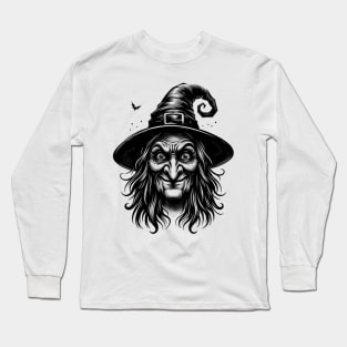 Classic Witch with Bat Long Sleeve T-Shirt